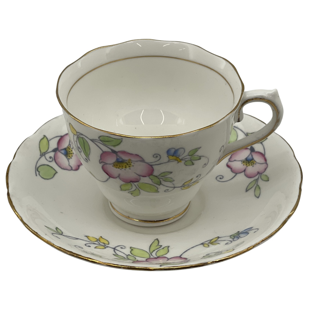 Vintage Colclough Tea Cup & Saucer Set Bone China England Hand Painted